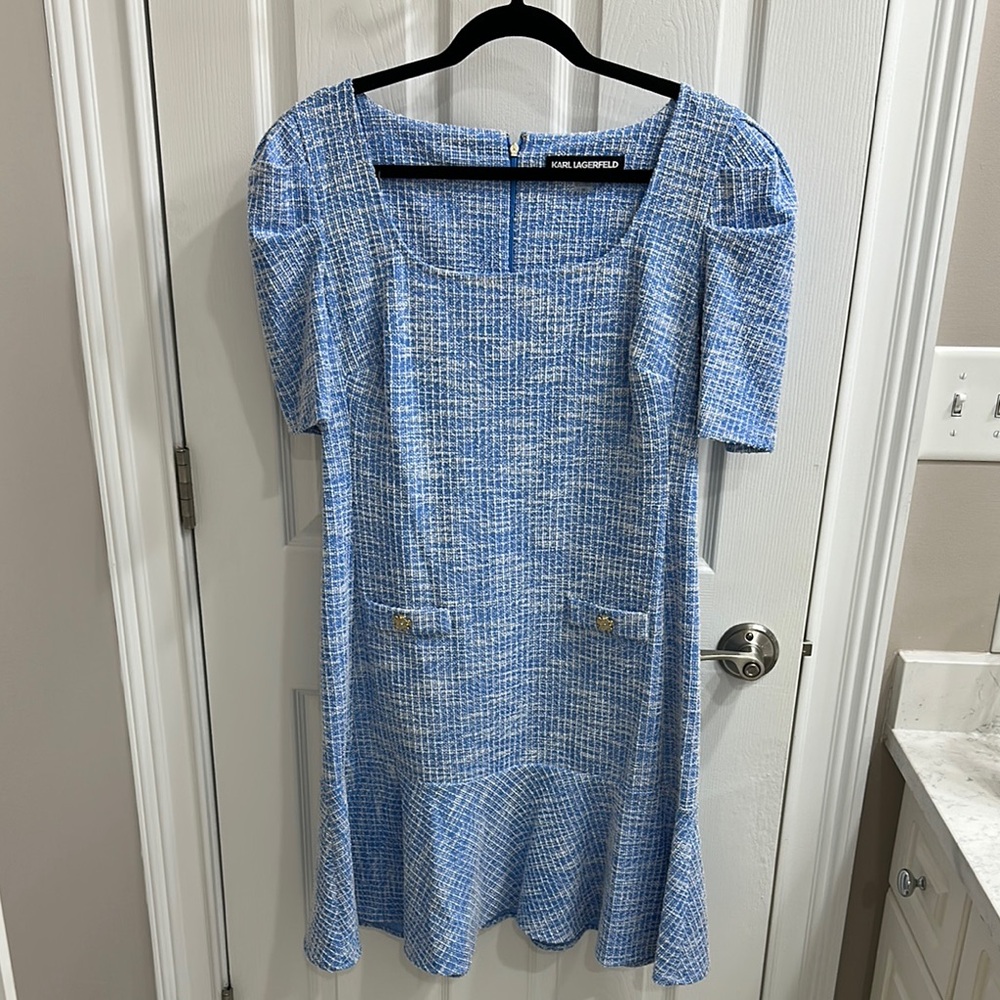 Karl Lagerfeld Light Blue Textured Dress